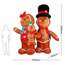 Gonfiabile Natalizio luminoso con famiglia di pan di zenzero 245 cm da Esterno