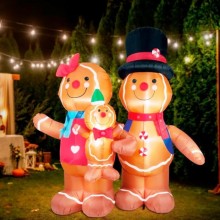 Gonfiabile Natalizio luminoso con famiglia di pan di zenzero 245 cm da Esterno