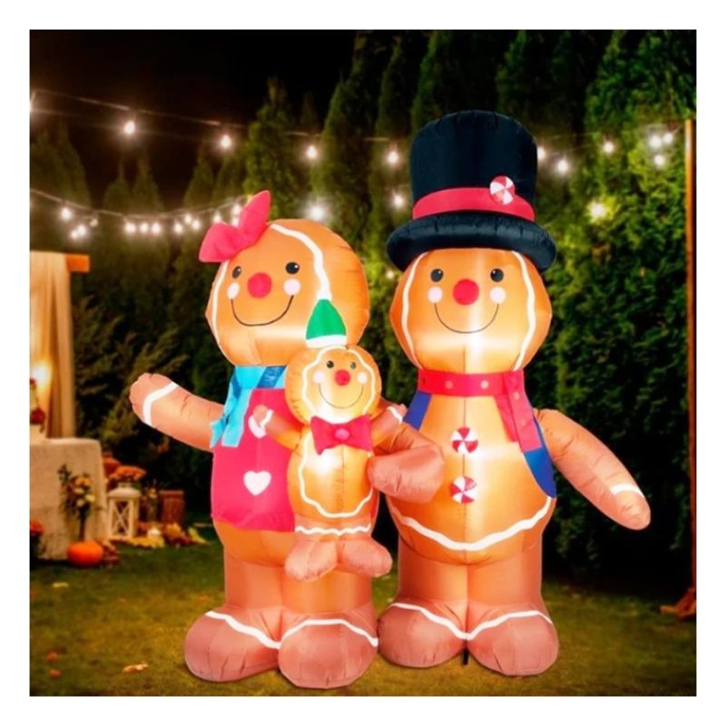 Vestiamo casa Gonfiabile Natalizio luminoso con famiglia di pan di ...