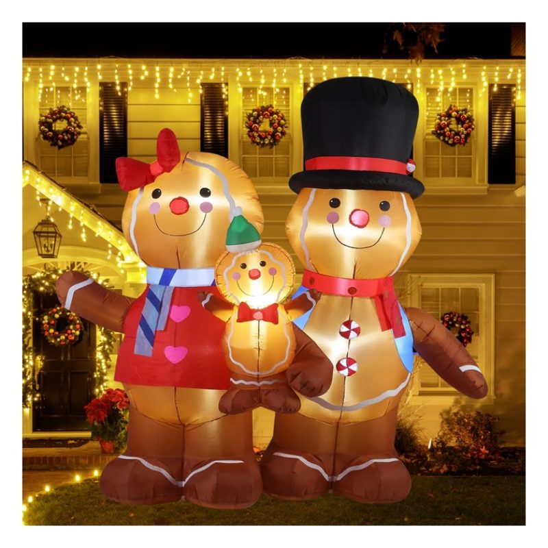 Vestiamo casa Gonfiabile Natalizio luminoso con famiglia di pan di ...