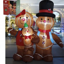 Gonfiabile Natalizio luminoso con famiglia di pan di zenzero 245 cm da Esterno
