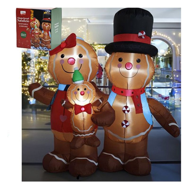 Vestiamo casa Gonfiabile Natalizio luminoso con famiglia di pan di ...