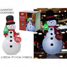 Gonfiabile Natalizio luminoso Pupazzo di neve 183 cm da Esterno decorazione