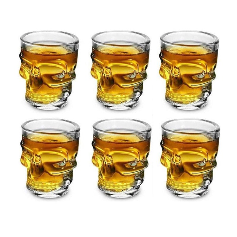 Skull Shot Bicchieri in vetro a forma di Teschio per cocktail shottini - 6 pezzi