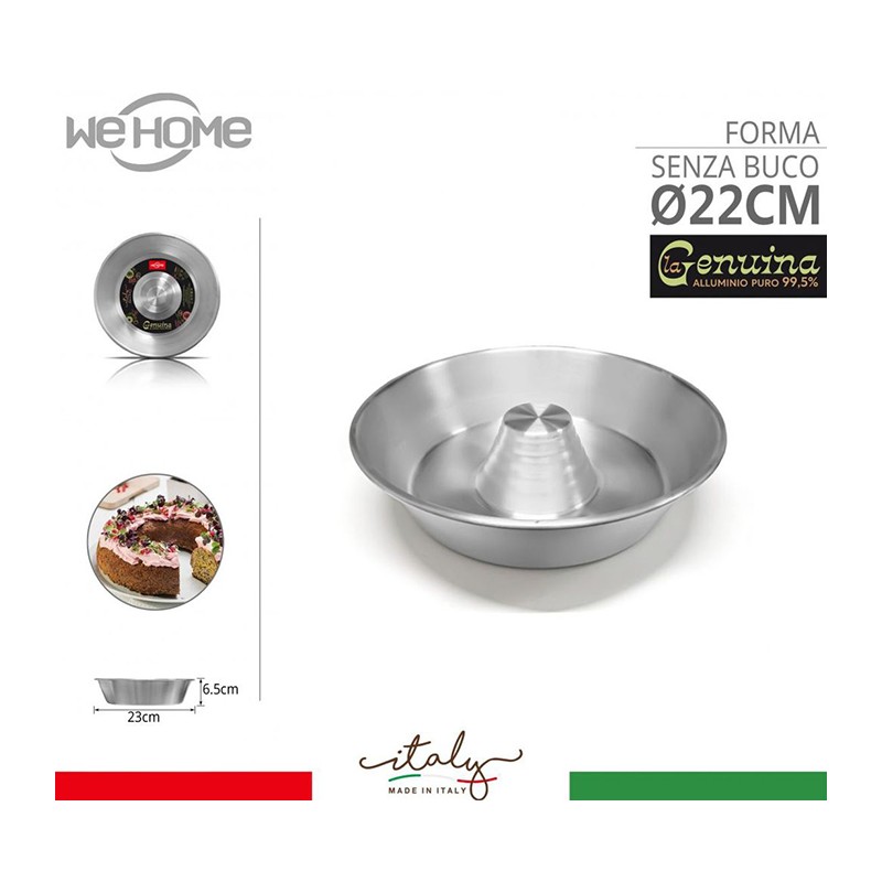 Stampo per ciambella ciambellone forma senza buco in alluminio Made in Italy