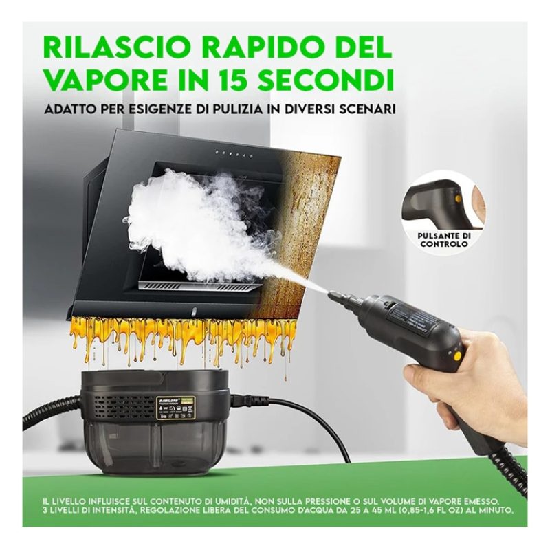 Generico Pulitore a vapore portatile 2500W serbatoio 1,6L casa auto...