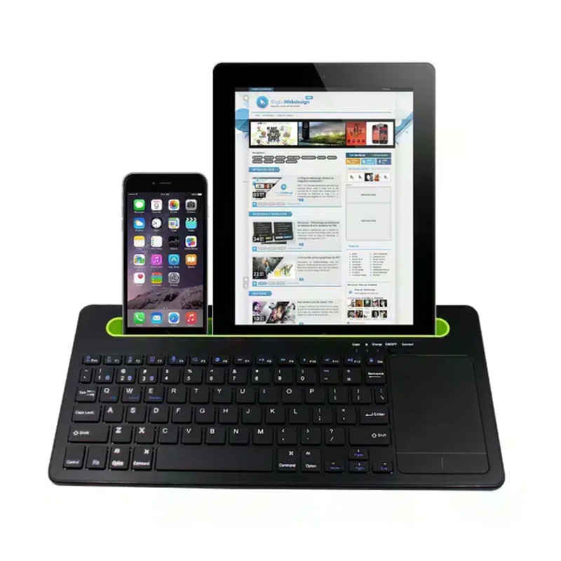 Tastiera bluetooth touchpad supporto smartphone tablet senza fili ricaricabile