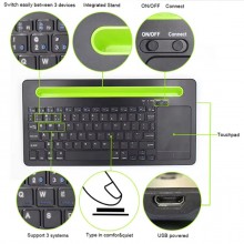 Tastiera bluetooth touchpad supporto smartphone tablet senza fili ricaricabile