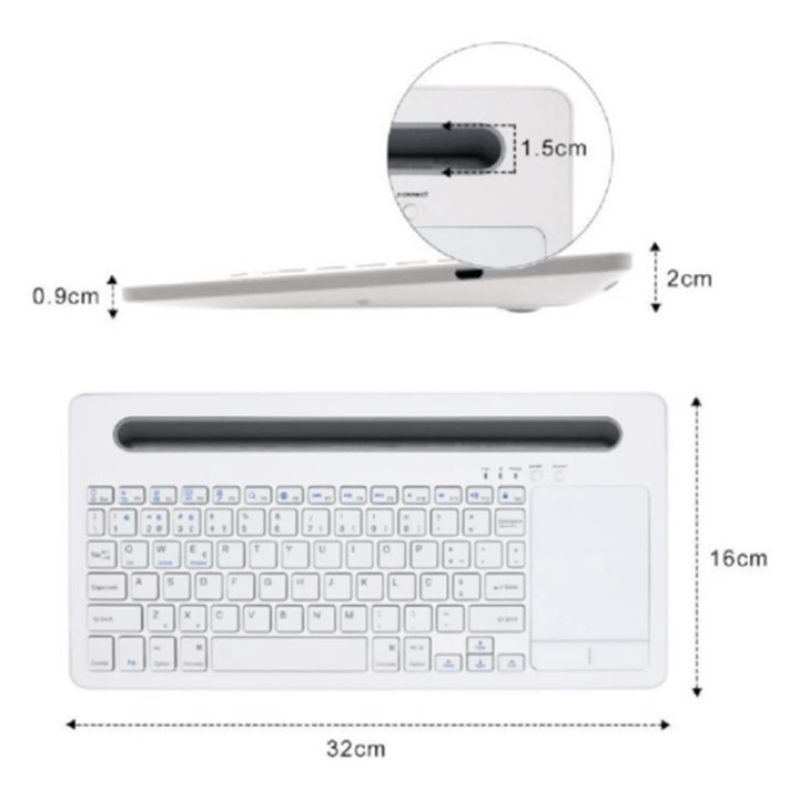 Andowl Tastiera bluetooth touchpad supporto smartphone tablet senza...