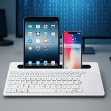 Tastiera bluetooth touchpad supporto smartphone tablet senza fili ricaricabile