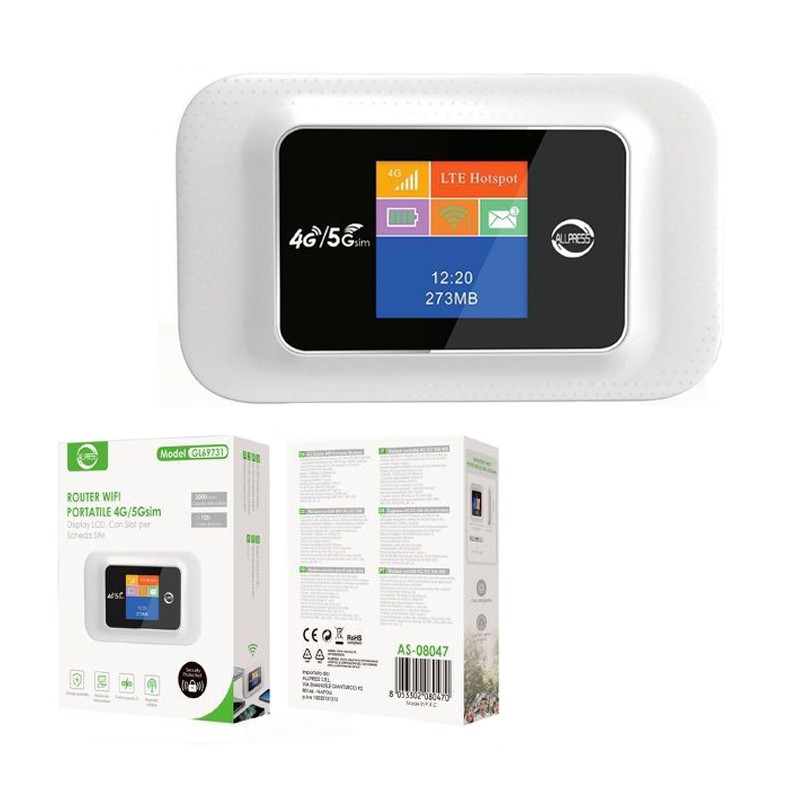 Modem router WIFI portatile SIM 4G/5G 150 Mbps Mobile dispaly led 3000MAH