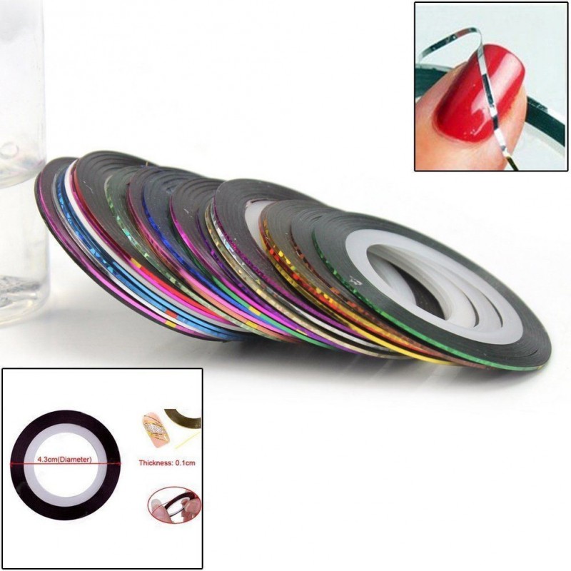 15 Strisce adesive unghie nailart rotolini disegno onicotecnica estetista smalto