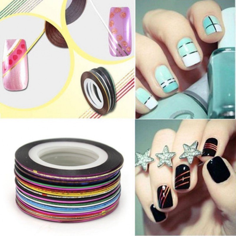 15 Strisce adesive unghie nailart rotolini disegno onicotecnica estetista smalto