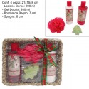Set Cofanetto doccia bagno corpo confezione Regalo Natale fragranza Rosa