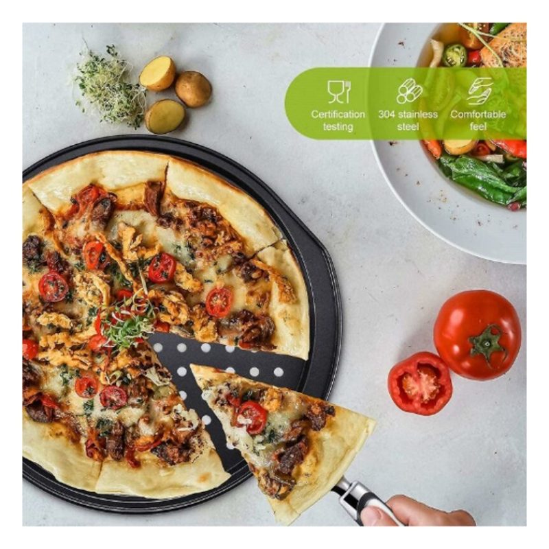 WeHome Teglia da forno acciaio antiaderente per pizza tonda 33cm fo...