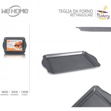 Teglia bassa da forno acciaio anti aderente rettangolare pizza varie misure