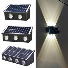 Applique lampada 4-6-8 LED muro parete solare IP65 bianco freddo giardino