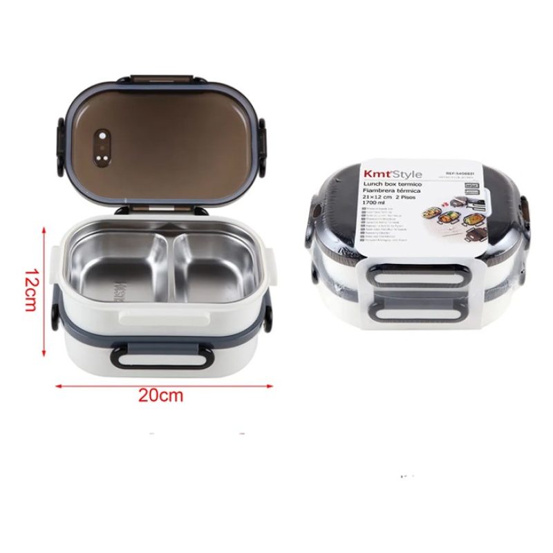 Portavivande Ermetico 1.7l Contenitore Inox Contenitore Porta Pranz...