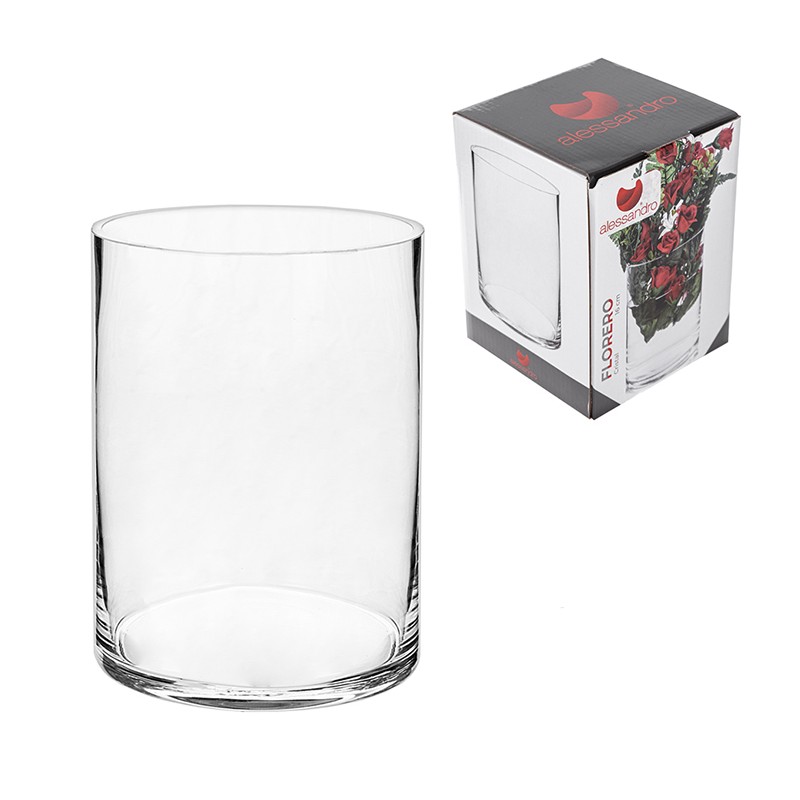 Vaso Cilindro In Vetro Trasparente 16x12 Cm per fiori piante decorativo casa