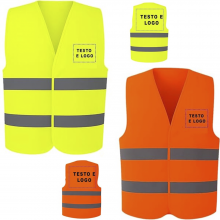 Gilet sicurezza personalizzato uomo donna riflettente alta visibilità, chiusura a strappo abbigliamento da lavoro ISO 20471:2013