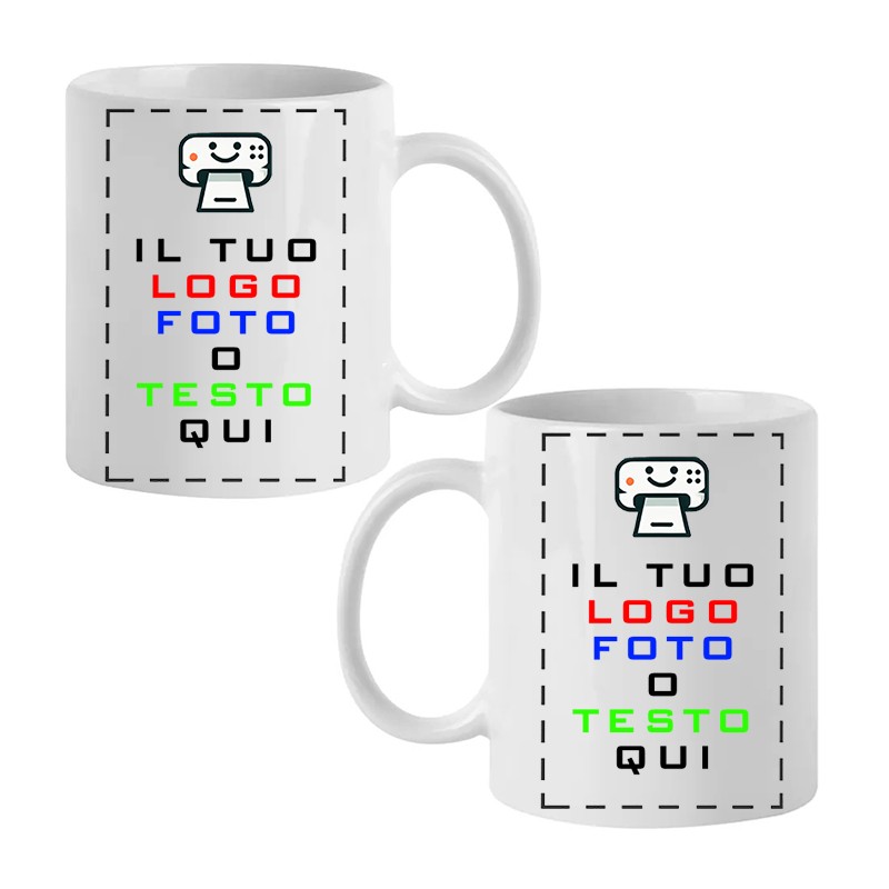 Tazza Personalizzata in Ceramica Bianca 350 ml con Foto o Dedica, Stampa DTF Lavabile, Idea Regalo