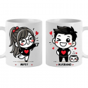 Coppia di Tazze in ceramica bianca Personalizzabili con nomi testo, stampa DTF, idea regalo San Valentino e occasioni speciali
