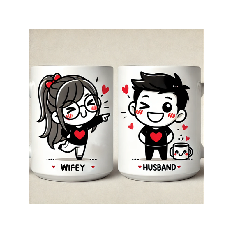 Printolo Coppia di Tazze in ceramica bianca Personalizzabili con no...