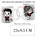 Coppia di Tazze in ceramica bianca Personalizzabili con nomi testo, stampa DTF, idea regalo San Valentino e occasioni speciali