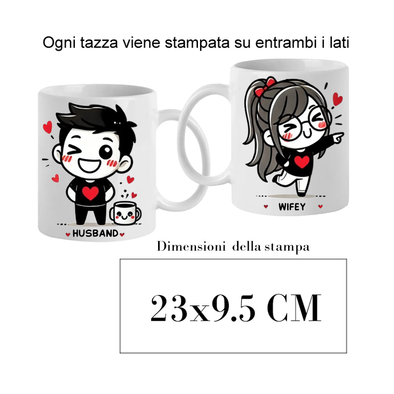 Printolo Coppia di Tazze in ceramica bianca Personalizzabili con no...