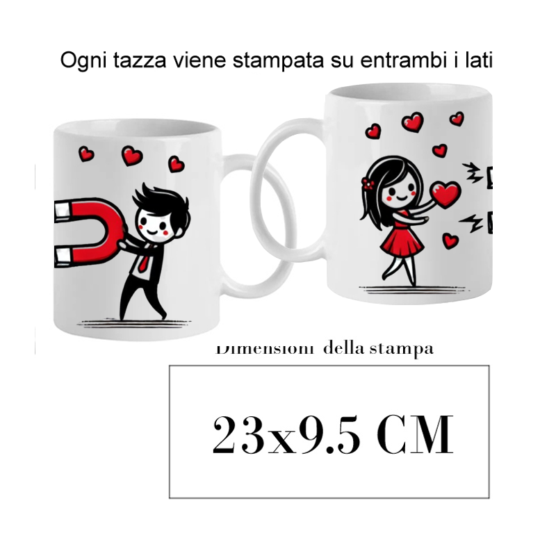 Printolo Coppia di Tazze in Ceramica Bianca Personalizzabili 350ml ...