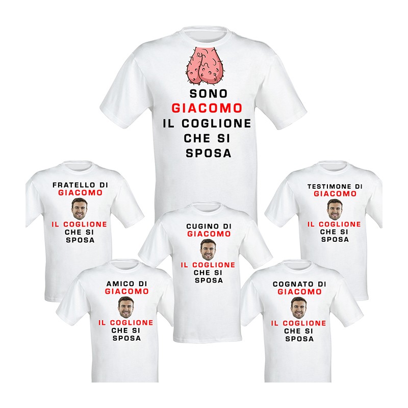 Maglietta Uomo,T-Shirt Personalizzata con foto e nome Frontale Divertente, per Addio al Celibato,Idea Regalo Matrimonio