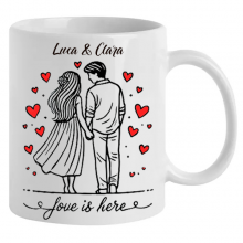 Tazza in ceramica bianca Personalizzabili con nomi testo, stampa DTF, idea regalo San Valentino e occasioni speciali
