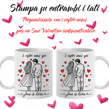 Tazza in ceramica bianca Personalizzabili con nomi testo, stampa DTF, idea regalo San Valentino e occasioni speciali