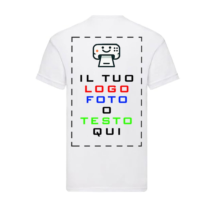 Maglietta Personalizzabile,T-Shirt da Personalizzare con Stampa DTF sul retro, personalizza con Foto Loghi e Scritte