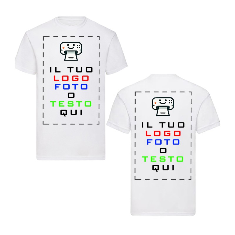 Maglietta Personalizzata,T-Shirt da Personalizzare con Stampa Fronte Retro, personalizza con Foto Loghi e Scritte