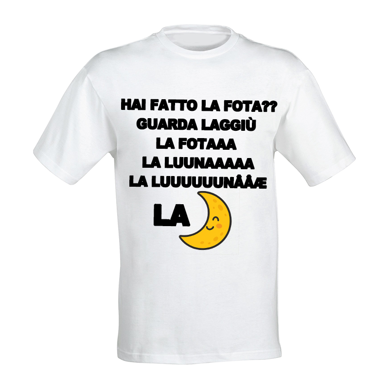 T-Shirt Meme Hai Fatto la Fota in Cotone Bianco, Stampa DTF Made in Italy, Maglietta Divertente