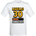 T-shirt compleanno 30 anni Livello 30 Completato in cotone bianco unisex regalo gamer originale divertente