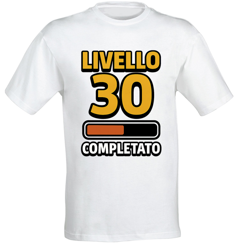 Printolo T-shirt compleanno 30 anni Livello 30 Completato in cotone...
