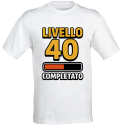 T-shirt compleanno 40 anni Livello 40 Completato in cotone bianco unisex regalo gamer originale divertente