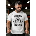 Maglietta No Pain No Gain, T-Shirt Motivazionale per Palestra e Fitness, Stile Vintage con bilanciere, Idea Regalo Sportivi