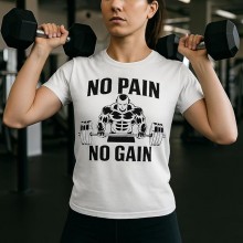 Maglietta No Pain No Gain, T-Shirt Motivazionale per Palestra e Fitness, Stile Vintage con bilanciere, Idea Regalo Sportivi
