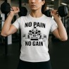 Printolo Maglietta No Pain No Gain, T-Shirt Motivazionale per Pales...