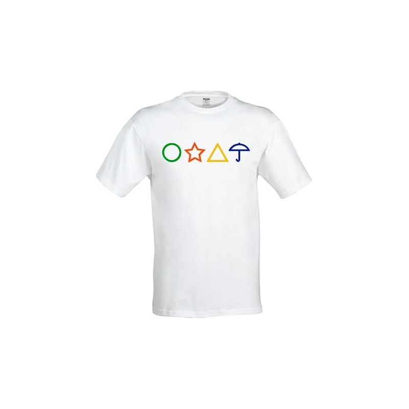 Maglietta Gamer Simbolo Cerchio Triangolo Ombrello e Stella, T-Shirt Game Manica Corta, Idea Regalo Amanti del Genere