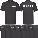 T-shirt STAFF personalizzabile in cotone nero con stampa DTF resistente, per lavoro e attività, Made in Italy