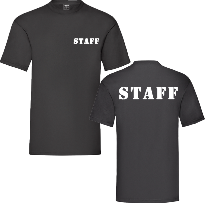 Printolo T-shirt STAFF personalizzabile in cotone nero con stampa D...