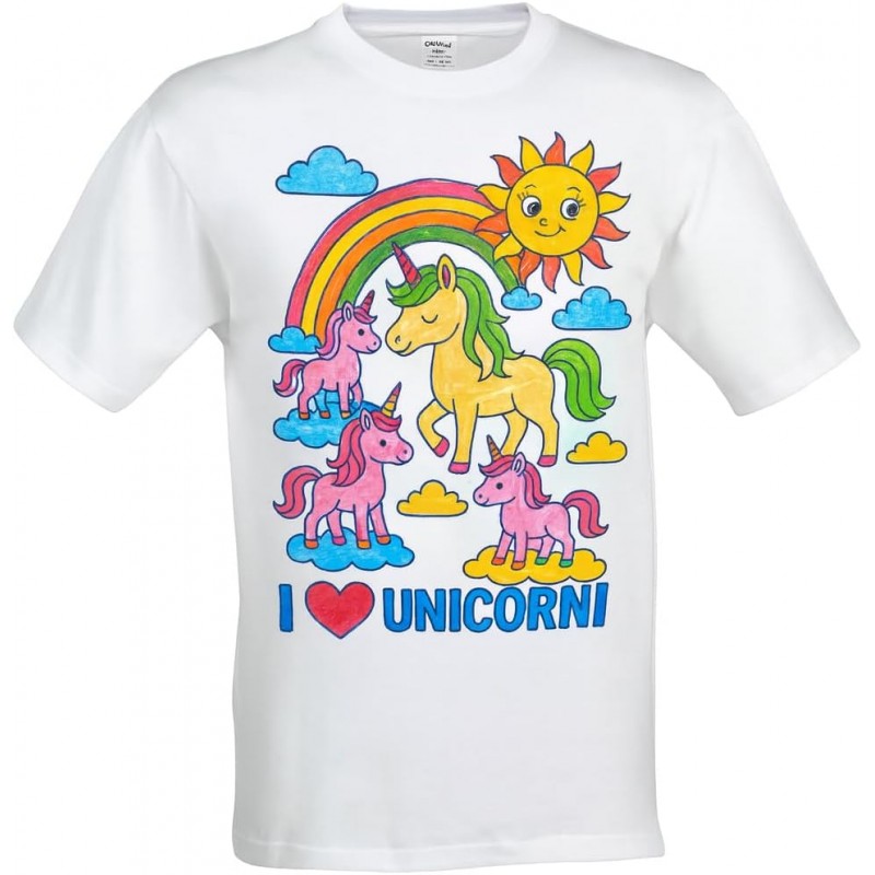 Printolo T-shirt da colorare Unicorni Magici per bambini con 12 pen...