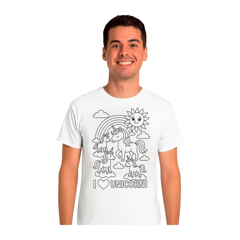 Printolo T-shirt da colorare Unicorni Magici per bambini con 12 pen...