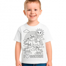 T-shirt da colorare Unicorni Magici per bambini con 12 pennarelli lavabili, 100% cotone, regalo creativo