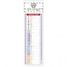 Calendario Olandese 2026 slim personalizzabile rosso 14x47 cm, mensile 12 fogli, ideale per aziende, Made in Italy