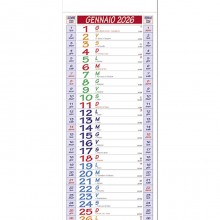 Calendario Olandese 2026 slim personalizzabile rosso 14x47 cm, mensile 12 fogli, ideale per aziende, Made in Italy